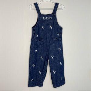 Embroidered Rocking Horse Overalls Romper Cotton Unisex Size 24M